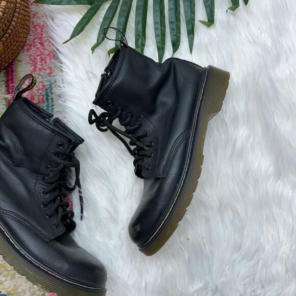 Dr. Martens 1460 Multi Stitch J Combat Boot Womens 5 Black Leather - Picture 3 of 8